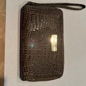 Adrienne Vittadini Zippered Faux Leather Wallet with Wrist Strap,